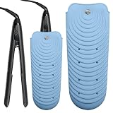 Bolsa de silicona resistente al calor para alisador de cabello, funda antideslizante de viaje para rizar y planchar, soporte portátil para rizador y rizador (azul, L: 8 pulgadas)