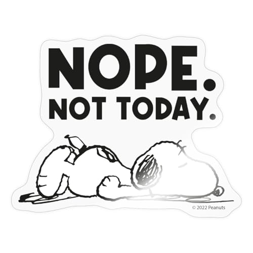 Spreadshirt Peanuts Snoopy Nope Not Today Feignant Mignon Autocollant Sticker, 10 x 10 cm, brillant transparent