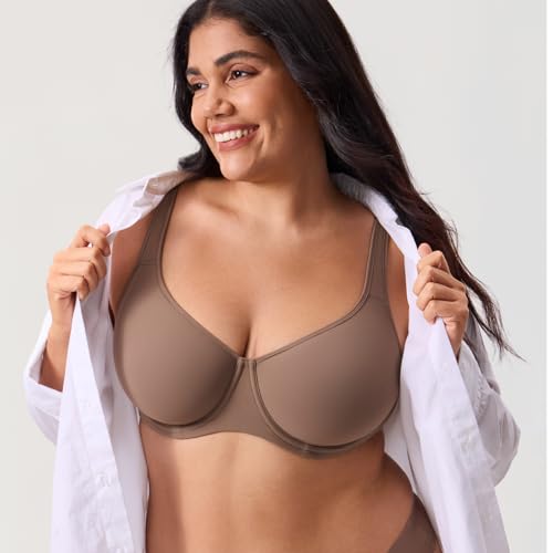 Image of DELIMIRA Women's Inbarely Plus Full Coverage Bra Plus Size Underwire Unlined Seamless Bras