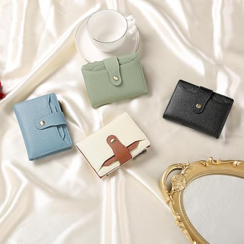 Image of GAEKEAO Small Wallets Woman RFID Blocking Leather Bifold Card Holder Wallets with Zipper Pocket Removable ID Window
