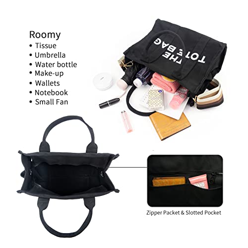 Easrta Tote Bag For Women, Canvas Tote Bag, Travel Tote Bag, Women Shoulder Bag, Crossbody Bag, Women Handbag (Black) #TOP3
