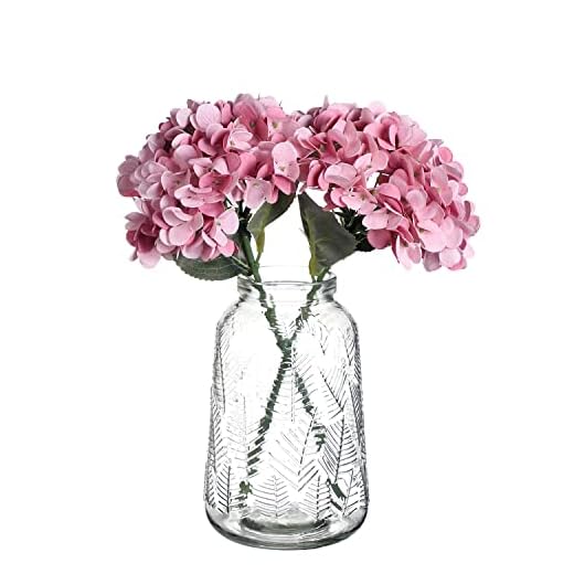 huaao 2 PCS Flores Artificiales Hortensias de Seda Realista Ramo de Hortensia Flores Decoración para el Hogar Jarrón Fiesta Bodas Hotel Oficina Centros de Mesa Manualidad DIY, Púrpura Rosa Intenso