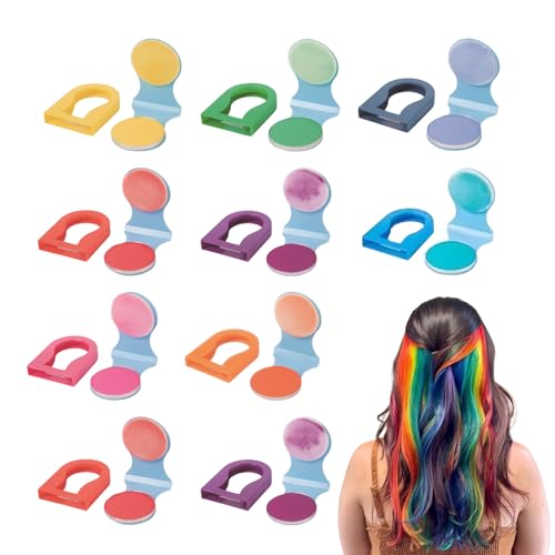 deegbbyi 10 Piezas Tiza para El Cabello para Niñas, Juego de Tiza Temporal para El Cabello, Kit de Maquillaje Temporal Lavable No Tóxico, para Navidad, Halloween y Cumpleaños Infantiles, Cosplay