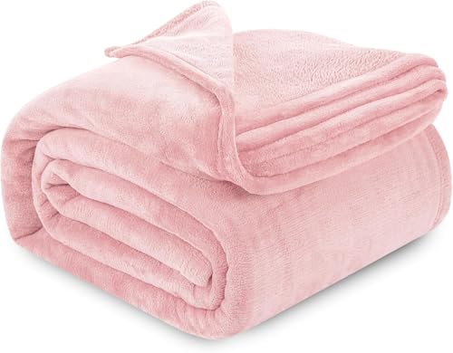 Image of Harleen Blankets, 250 GSM Super Soft Flannel Cozy Blankets for Double Bed, Washable Lightweight Blanket for Couch Sofa Bed Office, Warm Plush Blankets for All Season (90 inchx90 inch) (Pink, Double)