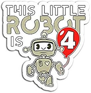 Kids Year Old Robot Birthday Science Robotics 4th - Decorative Sticker Graphic