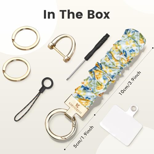 Image of Scrunchie Keychain Wristlet, Key Chain for Car Keys with D Ring, Stretchy Phone Charms with Tether Tab for Women.