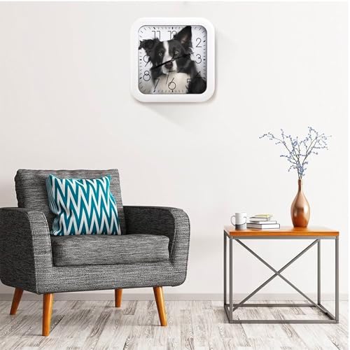 Horloge Border Collie au design carré rétro soigné - 6