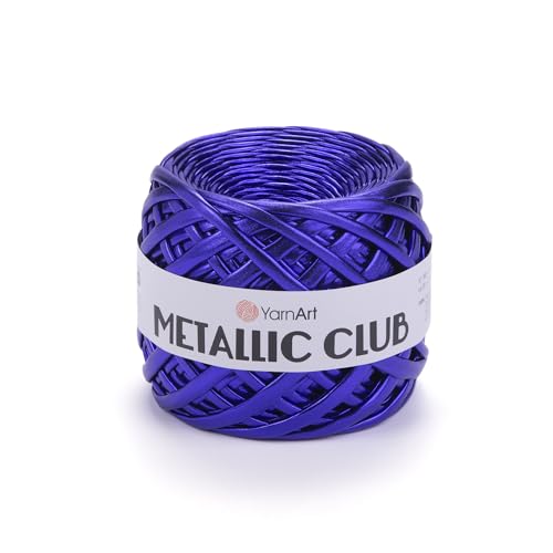 Image of YarnArt Metallic Club Super Bulky T-Shirt 100% Polyester 6.35 oz / 180 gr, 60 yrds / 55 Meters, Shiny Colors, Handbag, Rug, Chic Night, Crochet Bag (8119)