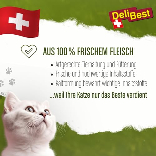 DeliBest Cat Snack aus Kaninchen mit Weissdorn/Katzen Leckerlies getreidefrei/Katzen Snack ünterstützt Herz-Kreislauf-Funktionen, fettarm und proteinreiches Fleisch / 45g