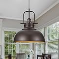 TAKEGO 15.8” Large Farmhouse Pendant Lights Kitchen Island, Oil Rubbed Bronze Rustic Pendant Light Fixture, Vintage Dome Pendant Light, Industrial Hanging Ceiling Lamp for Dining Room, Hallway