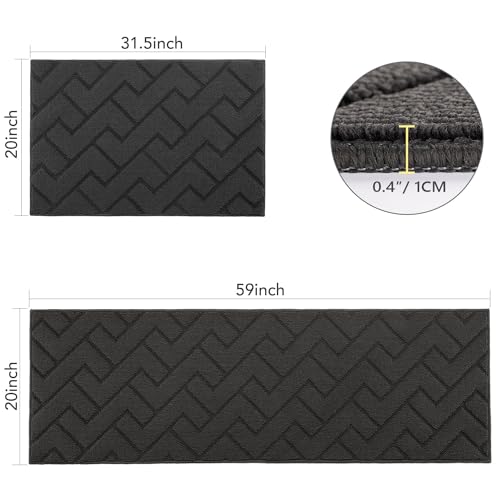 Image of hicorfe Kitchen Runner Rug,20 inchx59 inch+20 inchx32 inch Kitchen Set,Non-Slip Kitchen Mat