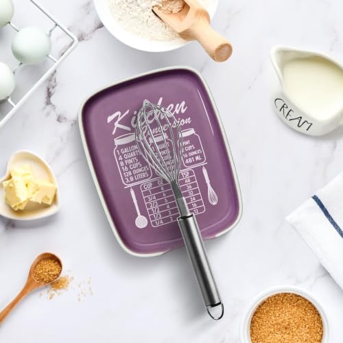 Image of Purple Spoon Rest for Stove Top, Ceramic Spoon Holder for Kitchen Counter