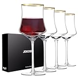 JEKOSEN New Crystal Wine Glasses with Gold Rim 17 Ounce Set of 4 Long Stem Clear Wine Glasses Premium Crystal Gift for Christmas, Birthday, Anniversary or Any Special Occasion