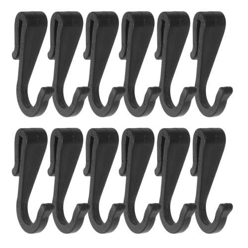 Genérico Ganchos de Plástico en Forma de S para Cocina, 12 Piezas, Color Negro, Ganchos Colgantes para Utensilios y Perchas, Accesorios para Almacenamiento en Estantes y Carritos de Cocina