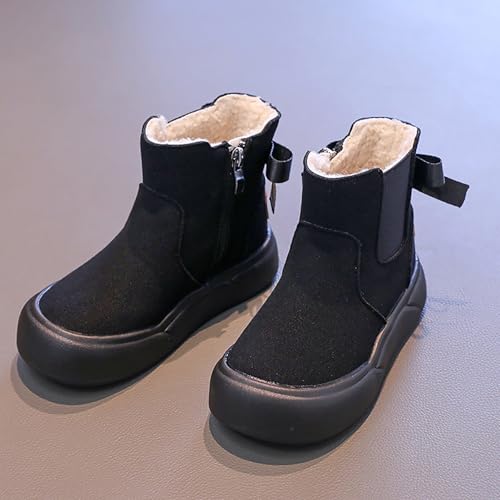IWIHMIV Toddler Girls Ankle Boots Winter Leather Thickened Warm Cotton Boots Non Slip Side Zipper Dress Boots3