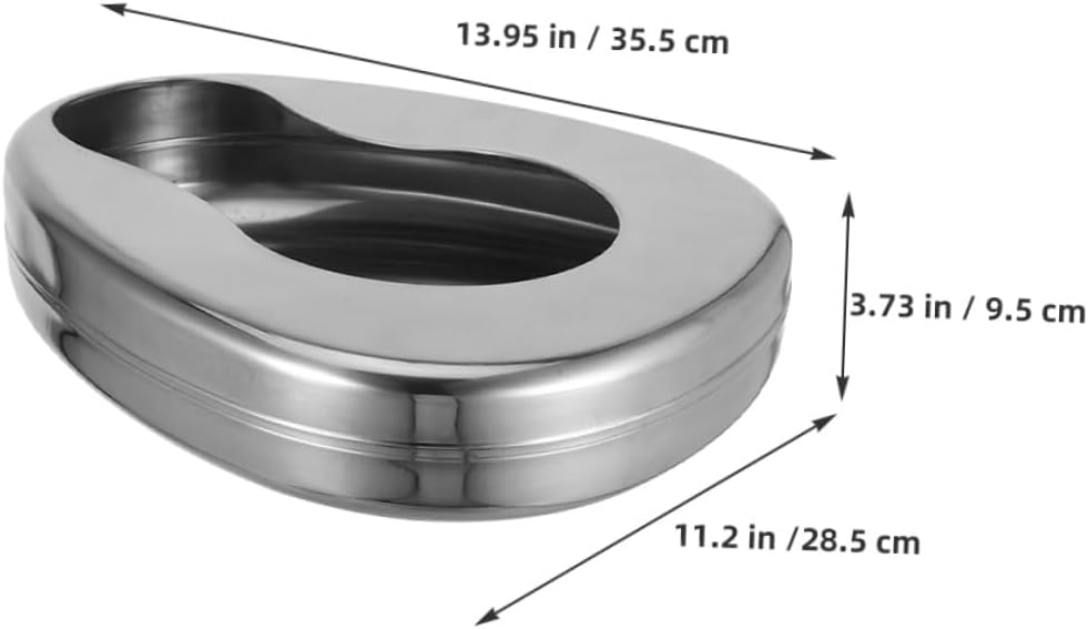 Stainless Steel Bedpan for Bedridden Patients and Elderly, 2pcs Lightweight Adult Bed Pan for Male and Female, Compact Design for Home and Hospital Use