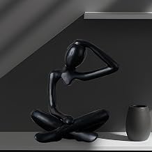 Abstract Thinking Man Sculpture, Modern Minimalist Figurine Decor, Small Resin Statue for Home Office Desk Living Room Shelf Aesthetic Decoration Classic Black Sculpture