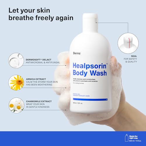 Healpsorin Antifungal Body Wash: Psoriasis, Eczema, Dermatitis and Sensitive Shower Gel - Eczema Treatment - 500ml - Image 3