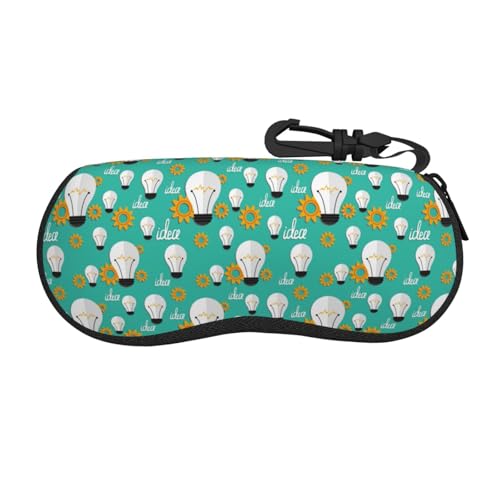 VOSERY - Funda de anteojos con diseño de bombillas, funda suave para anteojos de sol, funda de lectura con gancho, funda ligera de neopreno con cierre para mujeres y hombres