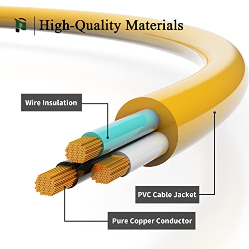 Plugtul Outdoor Extension Cord 50 Ft Waterproof, 12/3 Gauge Heavy Duty Lighted Extension Cord, 3 Prong Grounded Plug For Safety, 15A 1875W Sjtw, Etl Listed, Great For Garden And Home, Yellow #TOP2