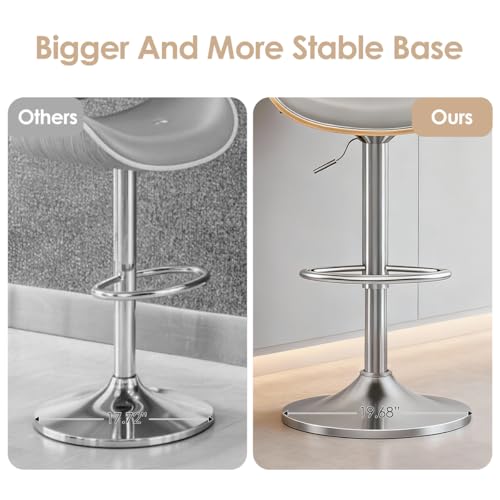Image of Adjustable Swivel Bar Stools Chair,Counter Height Bar Stools with Back,350 LBS PU Leather Bar Stool for Kitchen Island,Upholstered Pub Stools with Footrest (White, Set of 4)