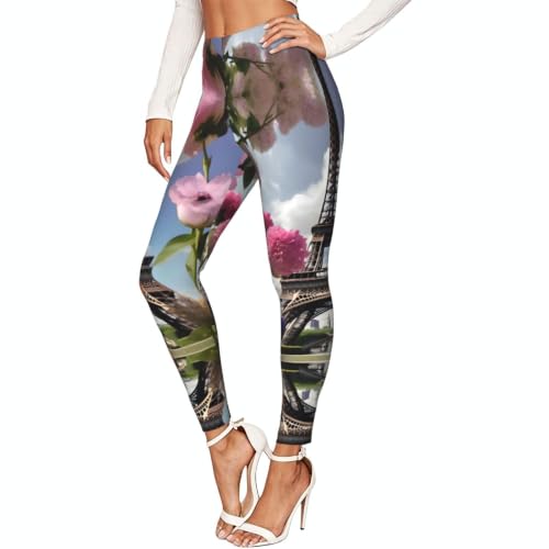 Leggings de compresión con diseño de Torres Eiffel ropa cómoda Flower Paris