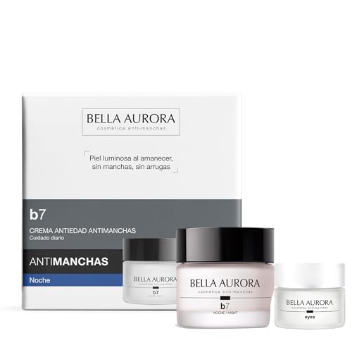 Bella Aurora Pack B7 Crema Antimanchas Antiedad Noche con Ácido Glicólico + Eyes Contorno de Ojos | Regenerador, Aclarante y Reparador mientras duermes | B7 Noche 50ml + Eyes 15ml