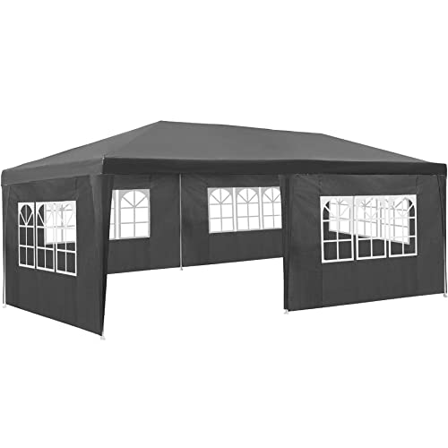 tectake® Pavillon 3x6, Pavillon mit 5 abnehmbaren Seitenteilen mit Fenstern,...