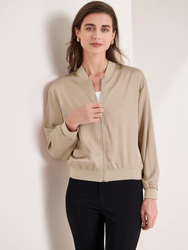 Allegra K Women's Jacket Zip Up Coat Long Sleeve Outerwear Casual Lightweight Top3