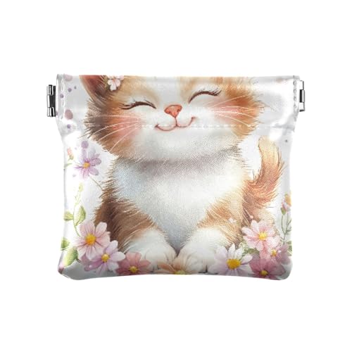 Cute Kawaii Cat Coin Purse Leather Pouch Change Purse, Squeeze Coin Pouch for Cards, Keys & Lipsticks, Unisex