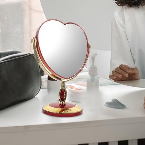 Espejo de Maquillaje de Escritorio en Forma de Corazón Rojo miniatura 7