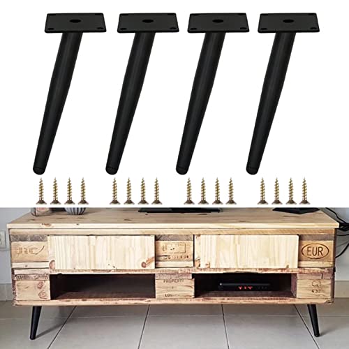 Paquete de 4 patas de metal para muebles, patas de soporte cónicas inclinadas de 12 cm, piezas de repuesto para mesa, cama, sofá, silla, escritorio (negro mate)