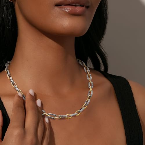 Wire Necklaces for Women, 2 Tone Link Chain Necklaces Circles Gold and Silver Adjustable Necklaces Costume Jewelry for Women Gifts2