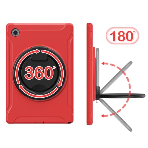 Coque robuste rouge Samsung Tab A8 avec support pivotant 360 - 7