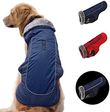 [Upgrade] Dog Winter Coat Thickened Dog Clothes Cozy Reflective Waterproof Dog Winter Jacket Warm Dog Apparel for Cold Weather British Style Fleece Vest Dog Sweater for Medium Large Dogs