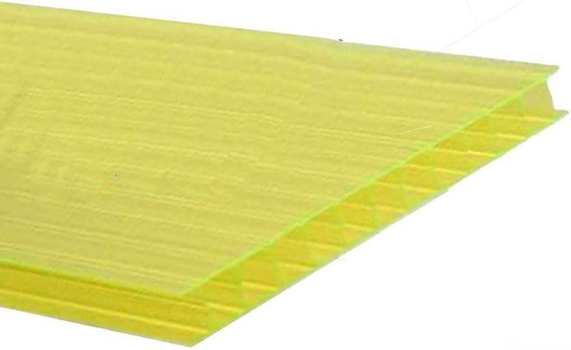 Double-Layer Polycarbonate Greenhouse Panels, Boards, for DIY, Greenhouses, Sheds and Outdoor Use(Yellow,100X50cm-6mm)