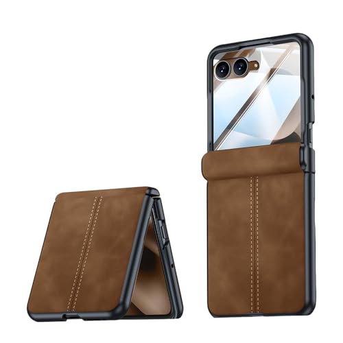 Coque Motorola Razr 70 Ultra anti-rayure et antichoc en cuir mat marron