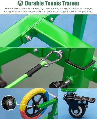 Tennis Training Equipment,with Wheels, Adjustable for Topspin/Backhand Swing Practice,for Self Tennis-Pracitce Beginner