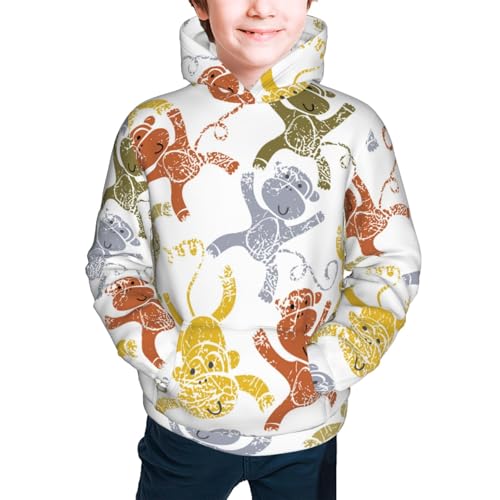 Cartoon Monkey Kid Hoodies Boys Sweatshirts Girls Pullover with Pocket3