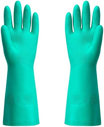 ThxToms Chemical Resistant Nitrile Gloves, Resist Household Acid, Alkali, Solvent and Oil, Latex Rubber Free, 1 Pair Medium