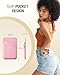 Senose Phone Wallet Stick on, 2 Pack Phone Card Holder for Phone Case, Leather Credit Card Sticky Wallet 3 Pockets Back of phone, Compatible for iPhone, Android, Samsung-White Pink