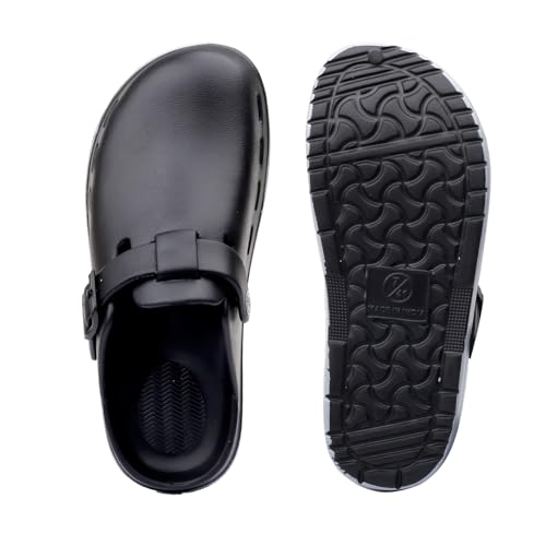 Image of Unisex Black Clogs with Adjustable Buckle Strap | Lightweight EVA Comfort Slip-On Sandals for Casual Wear & Outdoor Use