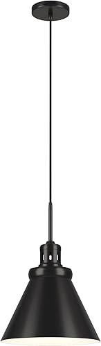 Miniatura 3 de Henn&Hart Colgante de 12 pulgadas de ancho con pantalla de metal en bronce ennegrecido, para el hogar, sala de estar, dormitorio, sala de