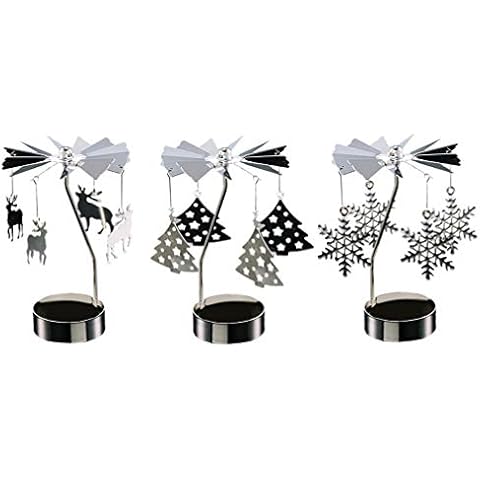 Rotating Metal Snowflake Candle Holder Set Cover