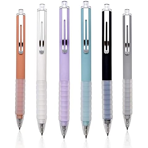 FIOVER 6pcs Retractable Gel Ink Pens Black Ink Ballpoint Pens 0.5mm Fine Point Pen with Super Soft Grip No Smear & Bleed for Journaling Sketching Drawing Notetaking Extra Smooth Writing Pen Cover