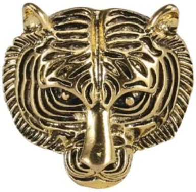 Textured Silver Tone & Black Tiger Face Pin Brooch, Figural, Powerful, Also Available in Gold Tone