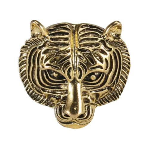 Textured Silver Tone & Black Tiger Face Pin Brooch, Figural, Powerful, Also Available in Gold Tone