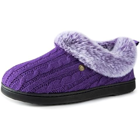 HomeTop Women's Cable Knit Slippers Breathable Warm Comfy Non-slip Indoor Outdoor House Shoes Cover