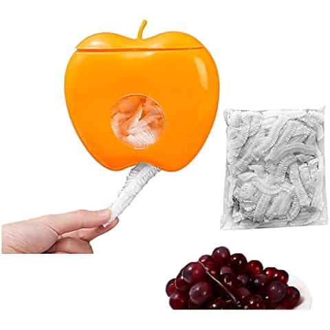 MATISUN Plastic Wrap Storage Box, Plastic Wrap Storage Box Dispenser with 100Pcs Food Wrap, Kitchen Storage Box Cling Wrap Dispenser (Orange) Cover