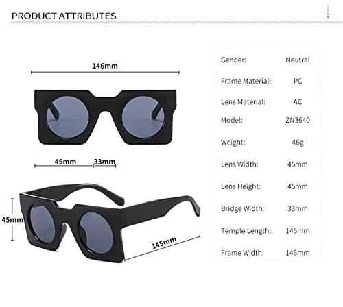 ZENYS Square Frame Round Mirror Men Sunglasses Outdoor Vacation Beach Decorative Women Sunglasses (Color : B, Size : 1)3